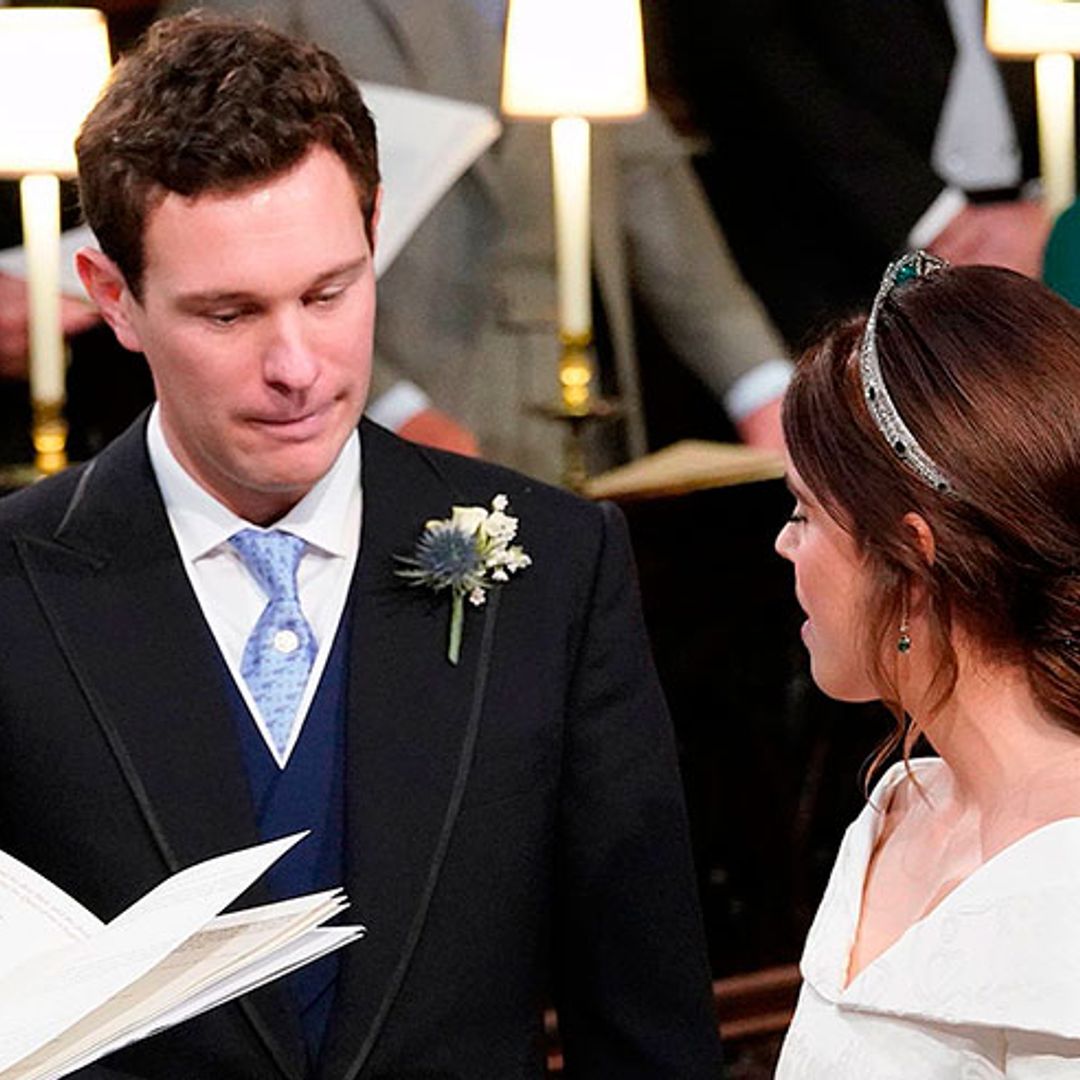 Jack Brooksbank tears up as he sees bride Princess Eugenie for the first time