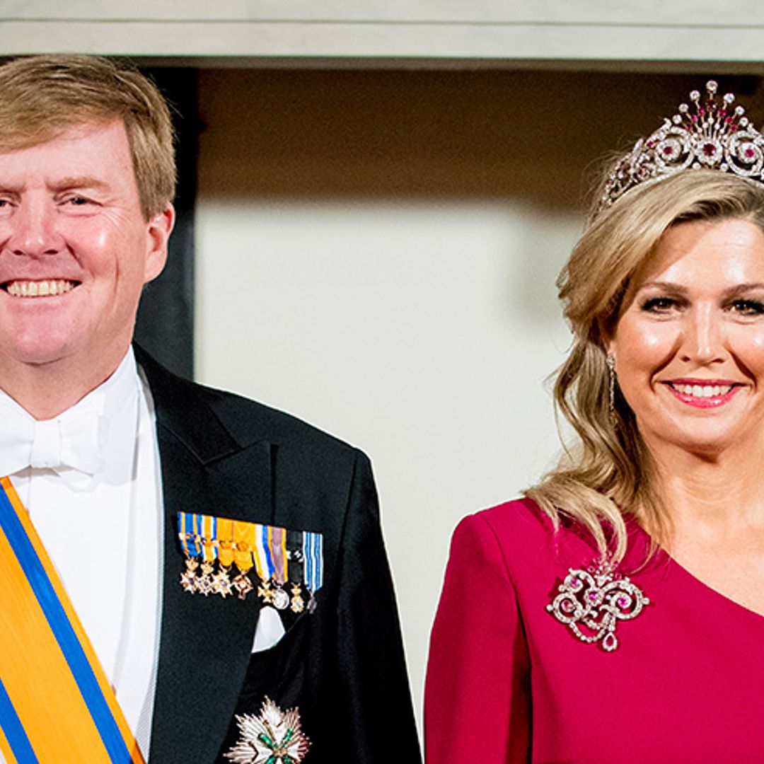 Wow! Queen Maxima reigns supreme in ruby gown and diamonds at Amsterdam's Royal Palace