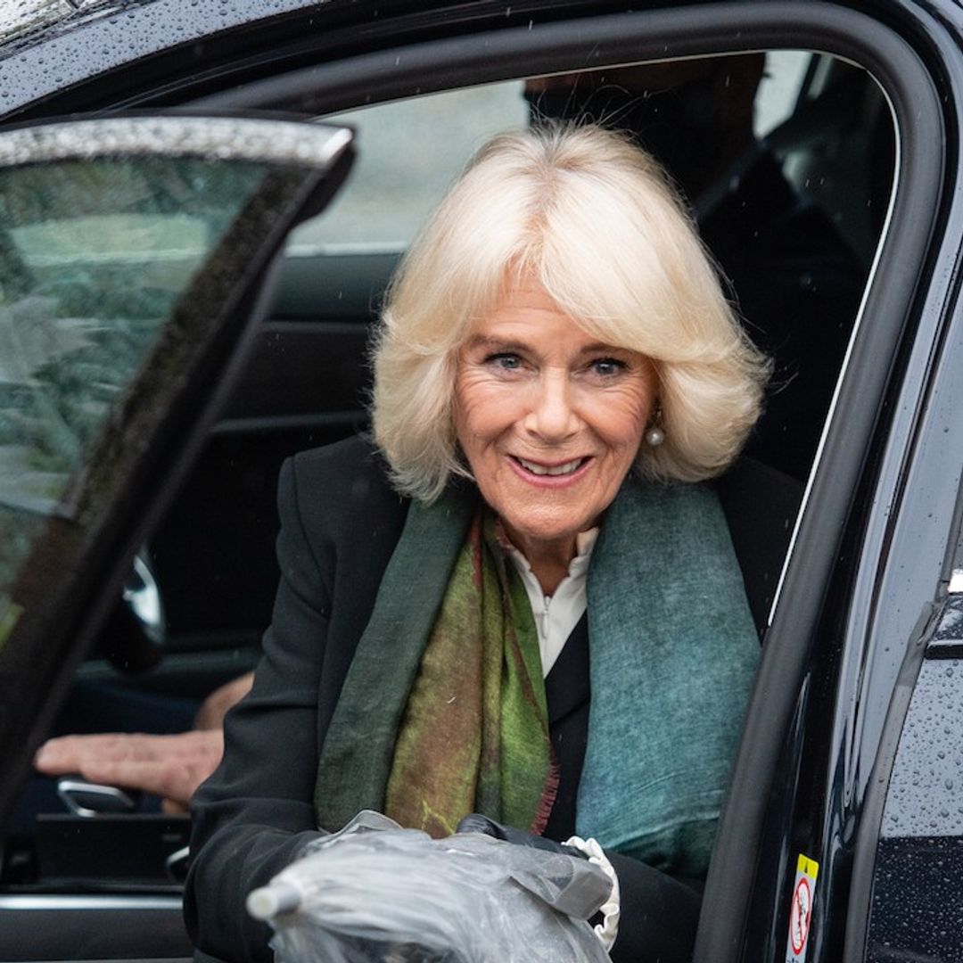 Duchess Camilla's colourful new outfit sparks joy on a rainy day