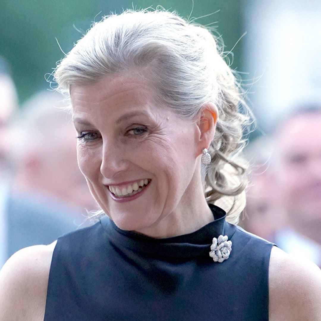 The Countess of Wessex is red-carpet-ready in sleeveless blouse and chic skirt