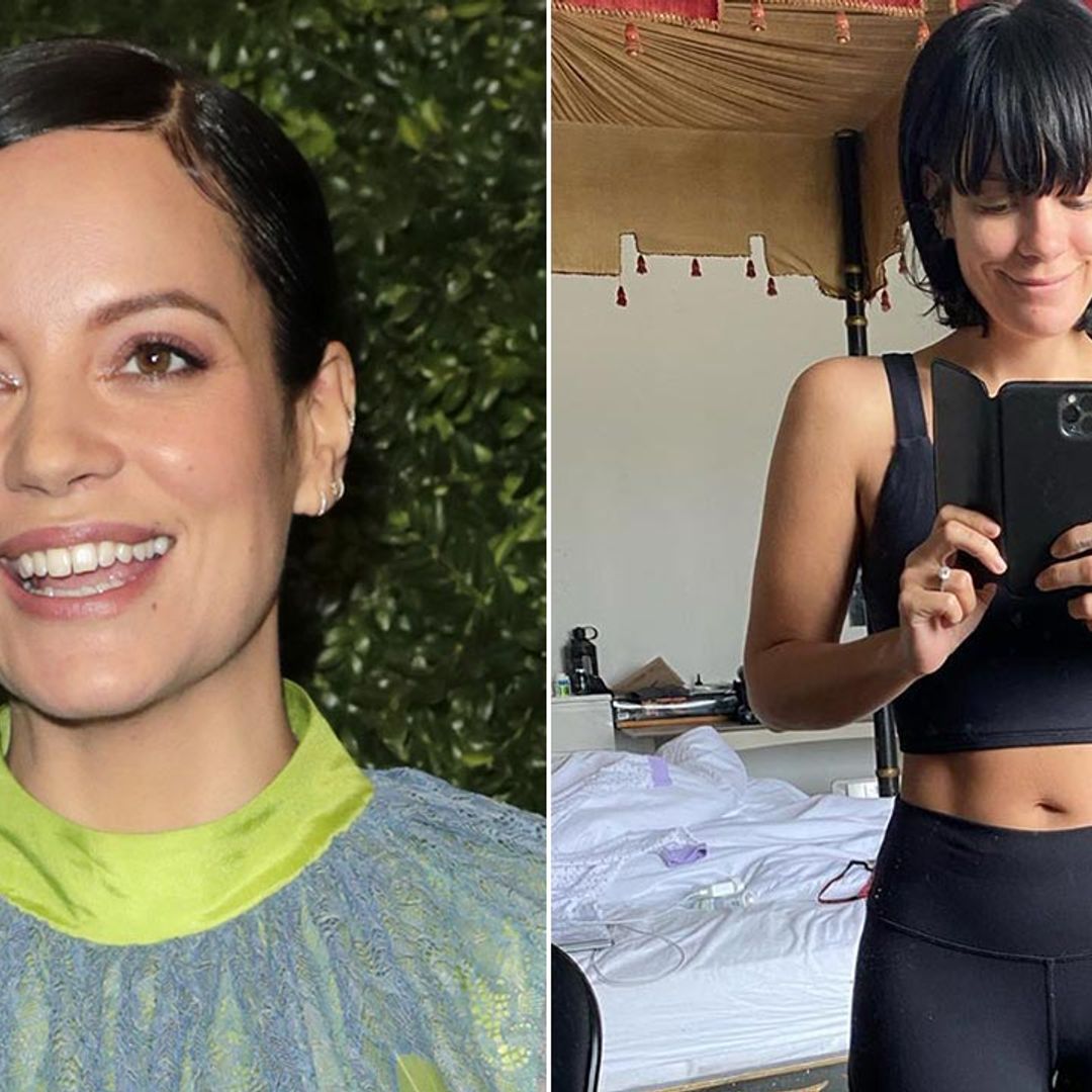 Lily Allen shows off toned figure in gym kit as she marks huge milestone