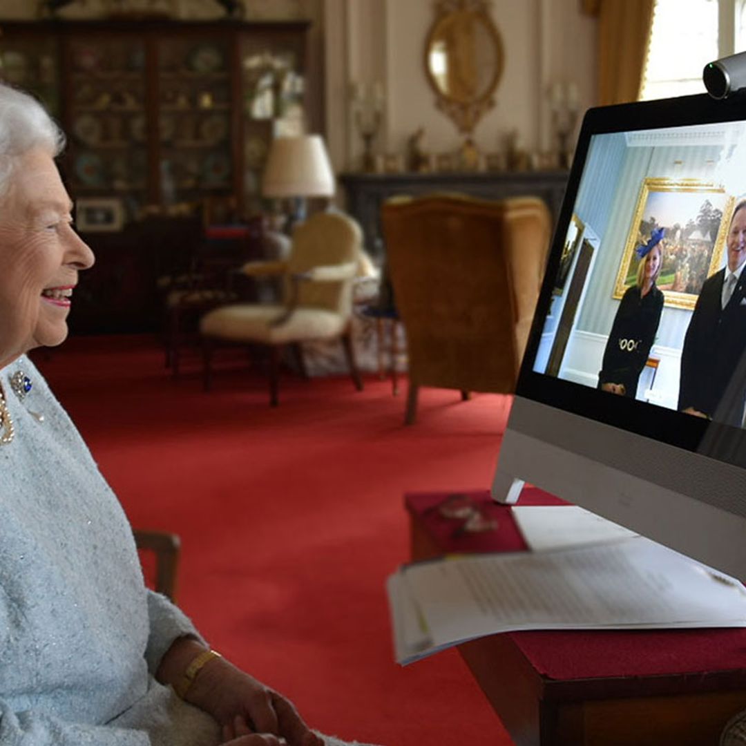 The Queen shows off unseen picture of Prince George, Princess Charlotte and Prince Louis in video call