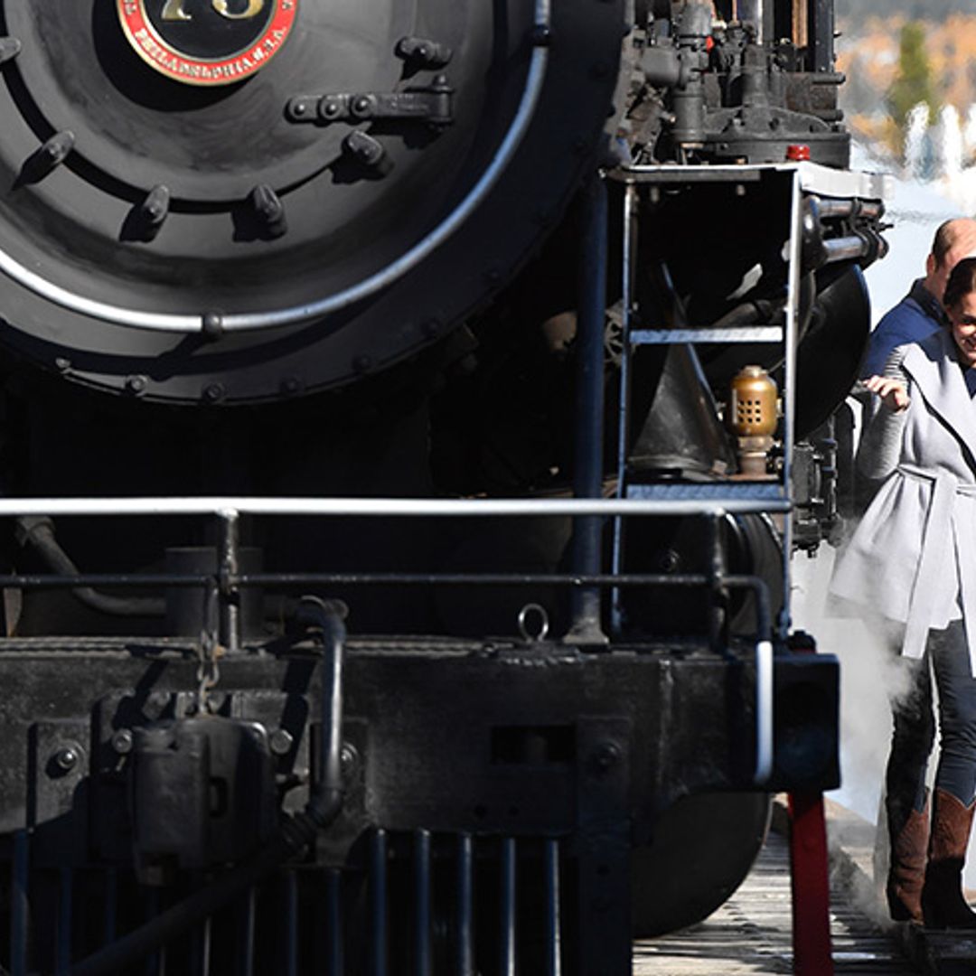 William and Kate make daring exit from a train during visit to Carcross