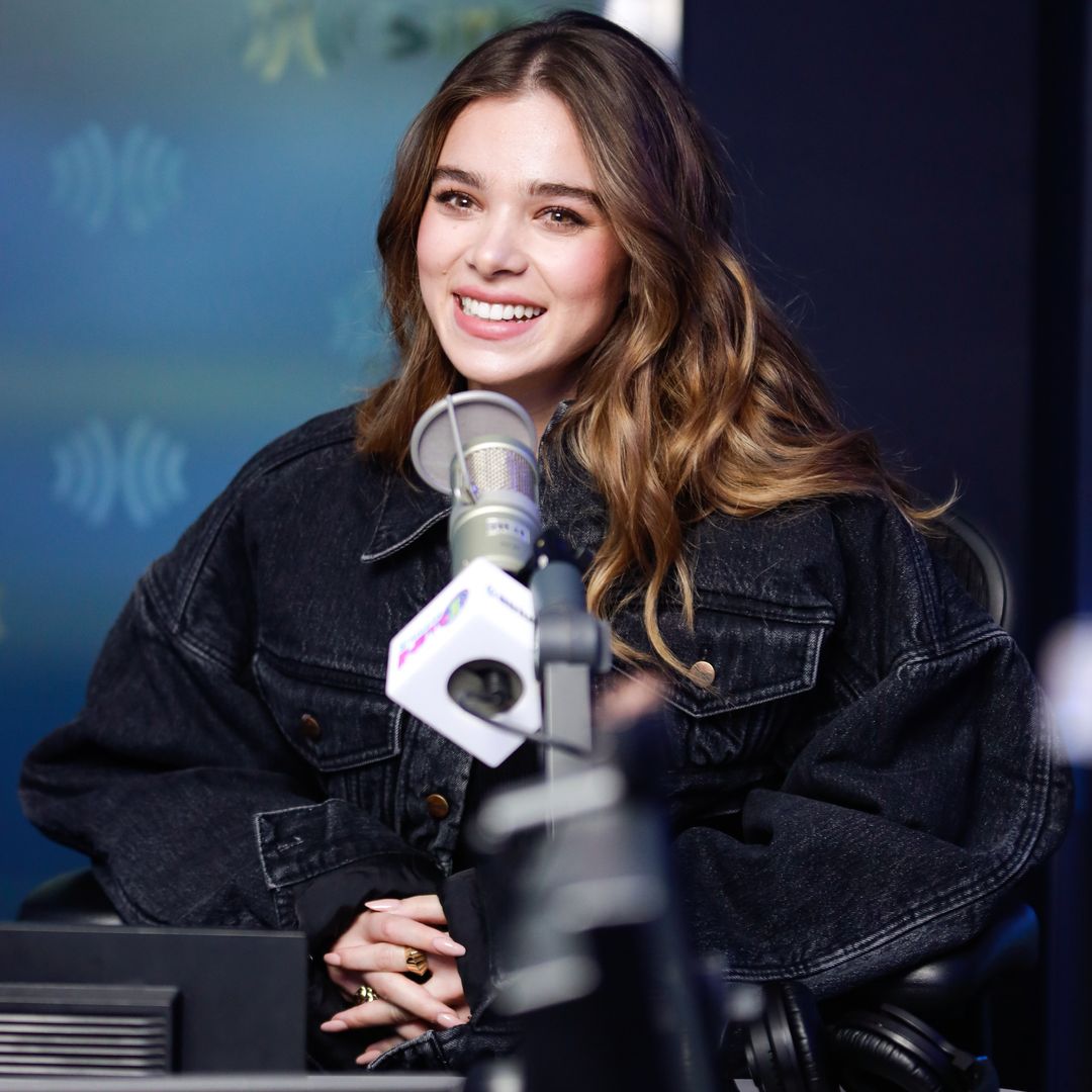 Hailee Steinfeld smiling on a radio show