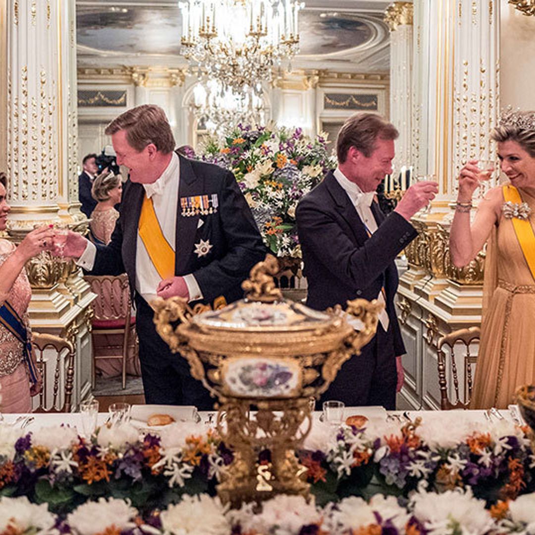A sparkling display of royal jewels kicks off Queen Maxima's visit to Luxembourg