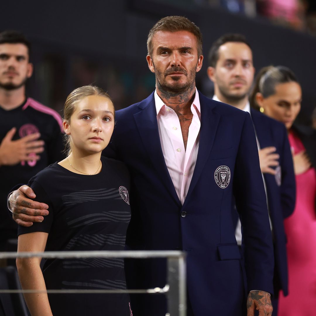 Harper Beckham looks all grown up! Star is mini me of her dad David as they share sweet moment