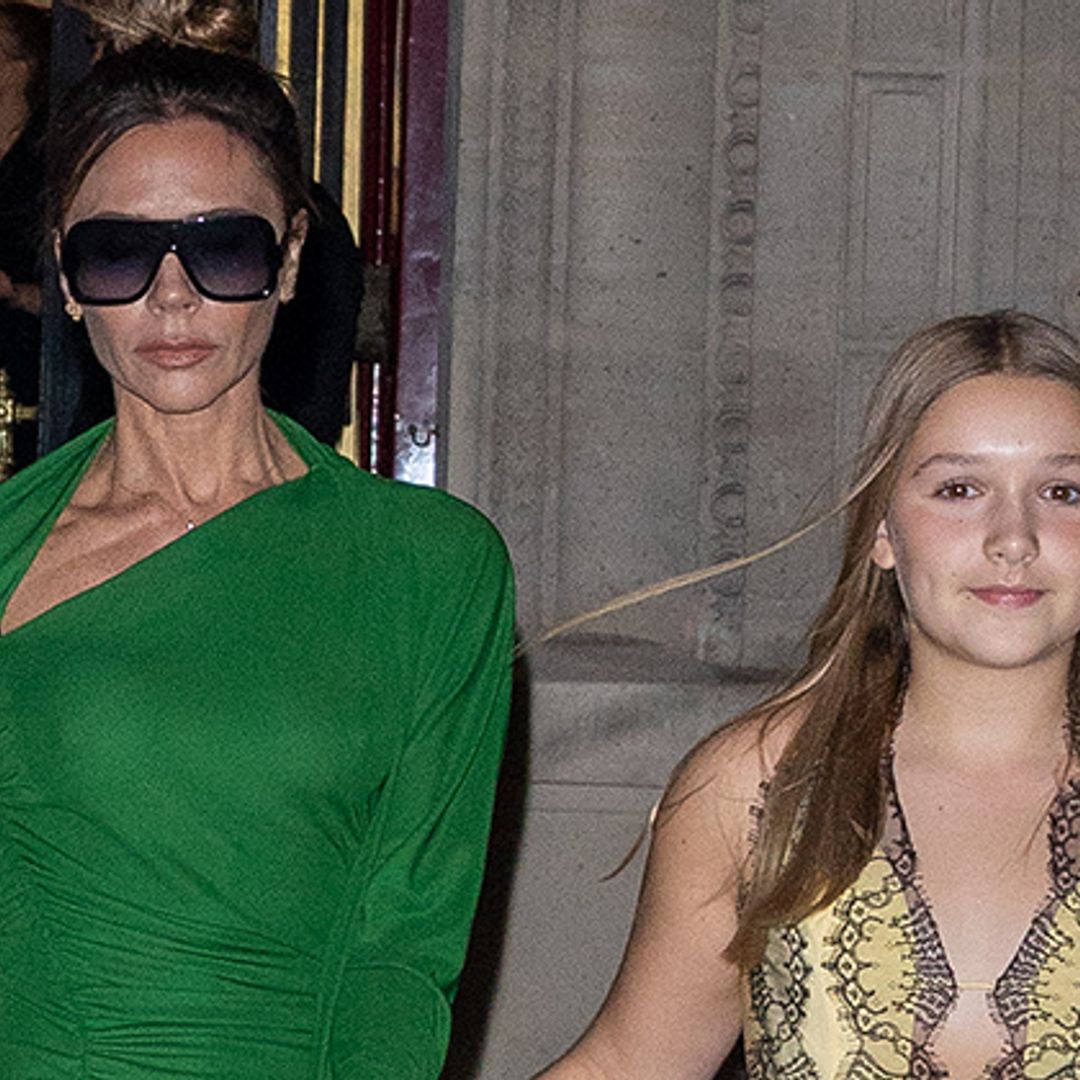 Harper Beckham rocks high-waisted leggings and chic designer bag, just like mum Victoria