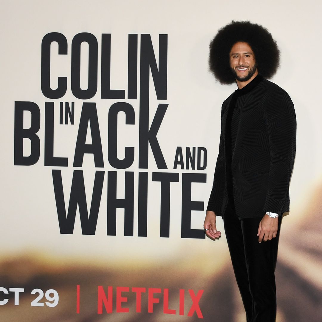 Colin Kaepernick smiling while attending the Los Angeles Premiere Of Netflix's 'Colin In Black And White' in 2021