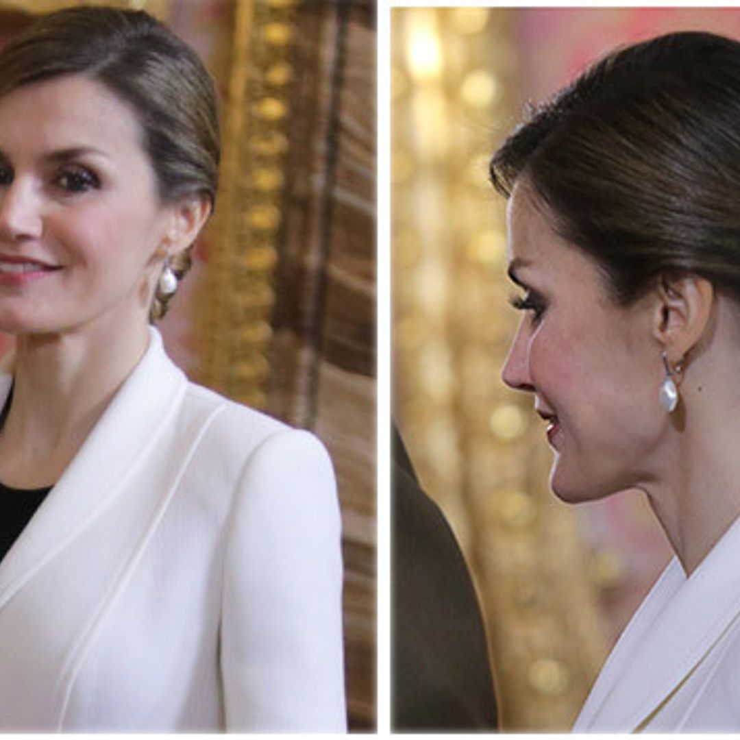 Spain's Queen Letizia shows off intricate and stylish up-do at first appearance of 2016