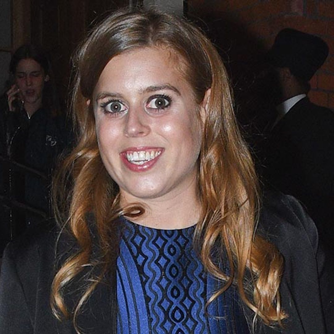 Princess Beatrice braves the cold in a stunning blue metallic mini dress and looks gorgeous
