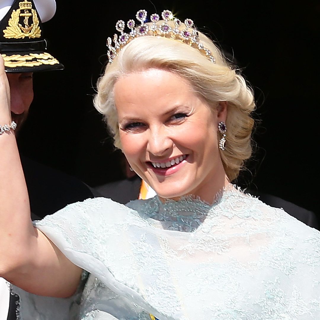 Crown Princess Mette-Marit is a beguiling beauty in glittering gown and rare tiara amid recent sickness