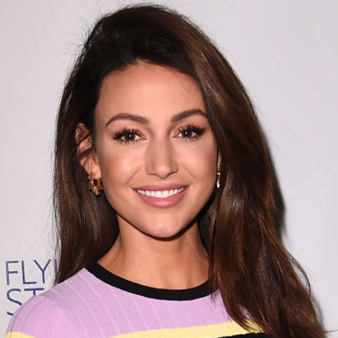 Michelle Keegan steps into autumn in chic knitted dress and leather jacket combo