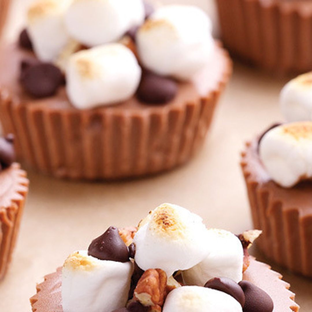 Mini Chocolate Cheesecakes With Marshmallows And Pecans