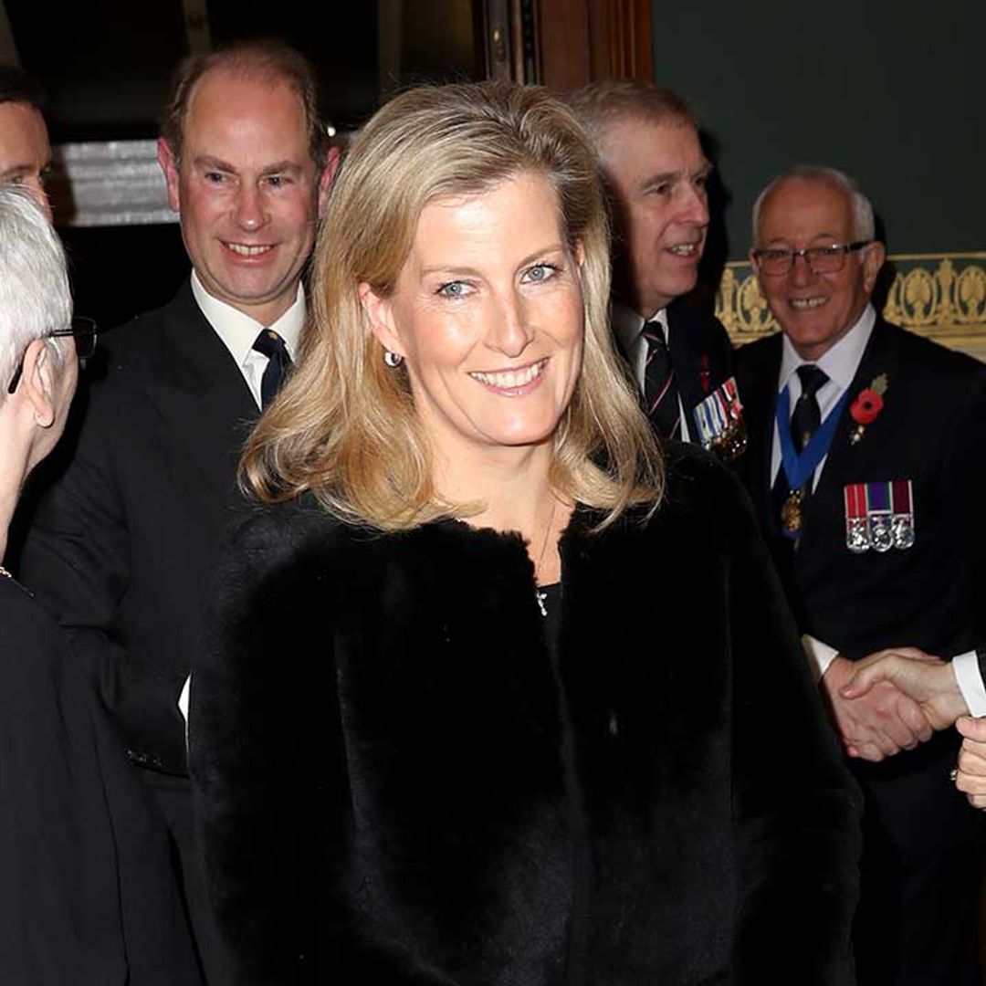 The Countess of Wessex wraps up in faux fur jacket for the Festival of Remembrance