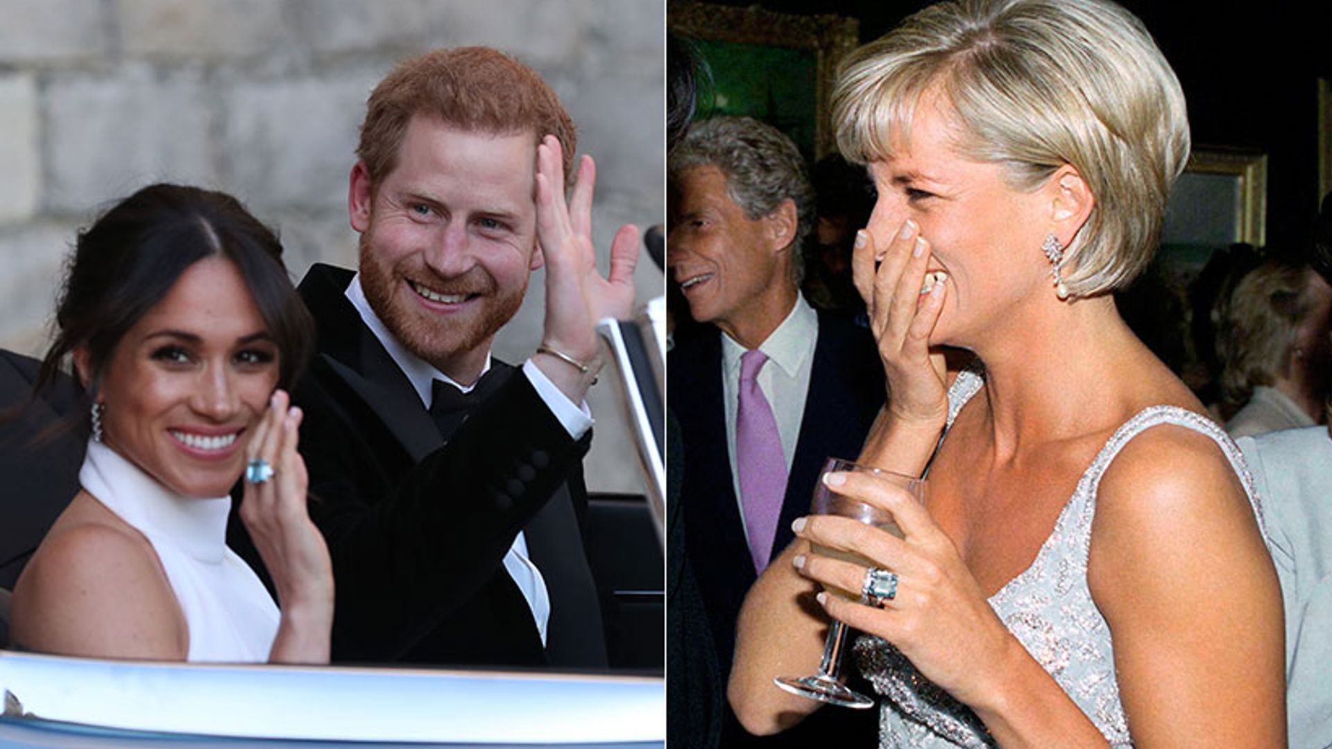 Meghan Markle wears Princess Diana's aquamarine ring to evening wedding(01)