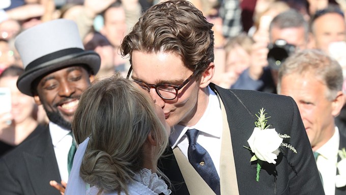 Ellie Goulding and Caspar Jopling share first kiss as husband and wife