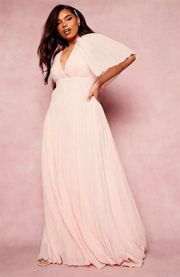 pink plus size bridesmaid dress