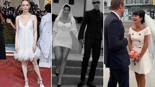 12 celebrity brides' surprisingly unconventional wedding mini dresses