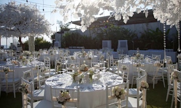 Wedding tables in an outdoor venue