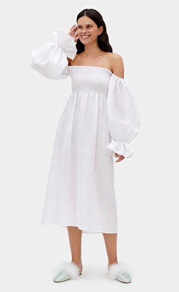 white-linen-wedding-dress