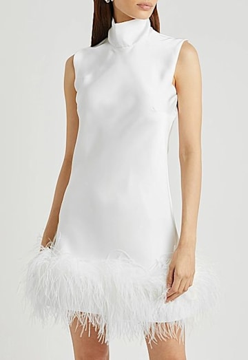 16Arlington White Feather Mini Dress