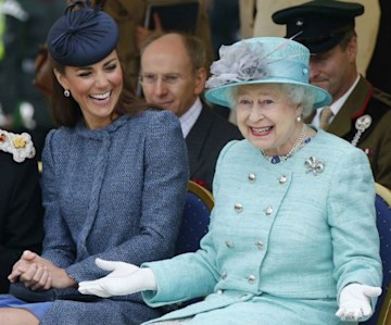 Princess Kate laughing with the late Queen Elizabeth