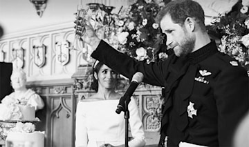 prince harry raising a wedding toast