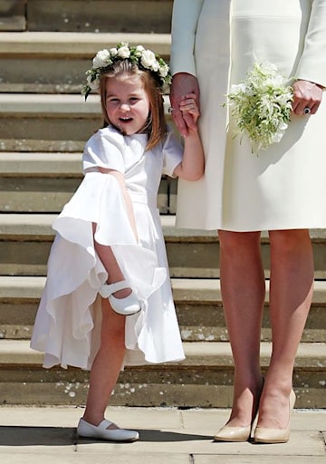 Princess Charlotte poses in her Aquazurra bridesmaid shoes