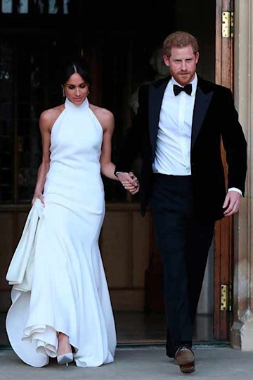 Meghan Markle reveals her second wedding heels as she walks down stairs