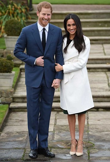 Prince Harry and Meghan Markle posing for engagement photos