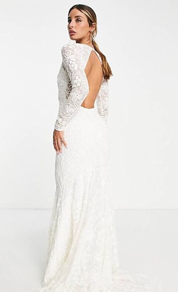 lace backless wedding dress asos 
