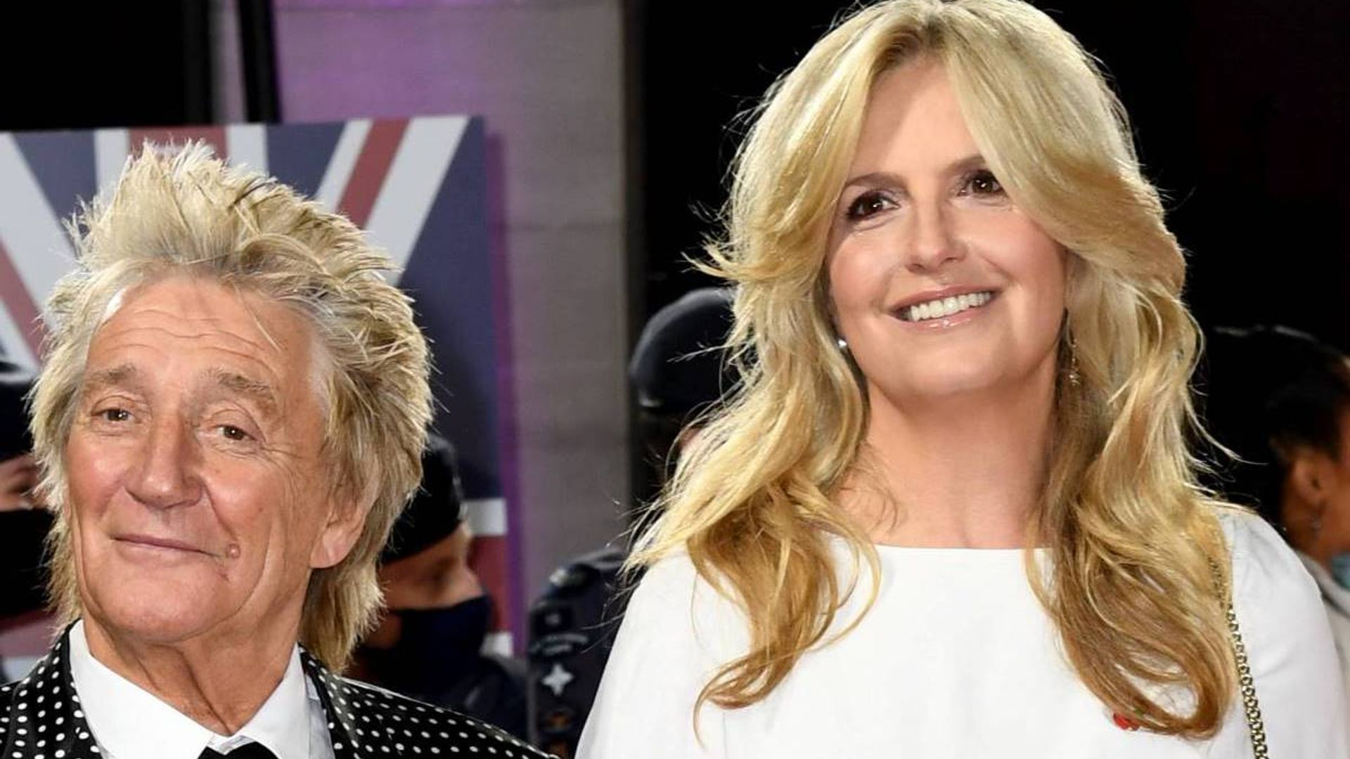 Penny Lancaster twins with husband Rod Stewart in rare tribute