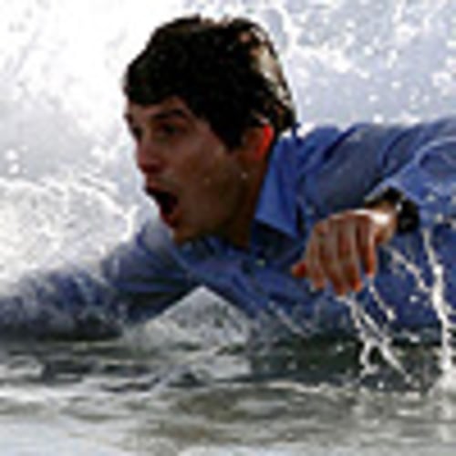 Total wipeout: Orlando Bloom battles the surf for his own film project