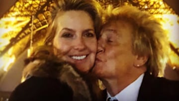 Penny Lancaster and Rod Stewart outside the Eiffel Tower