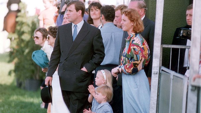 Prince Andrew and Sarah Ferguson with little Beatrice and Eugenie