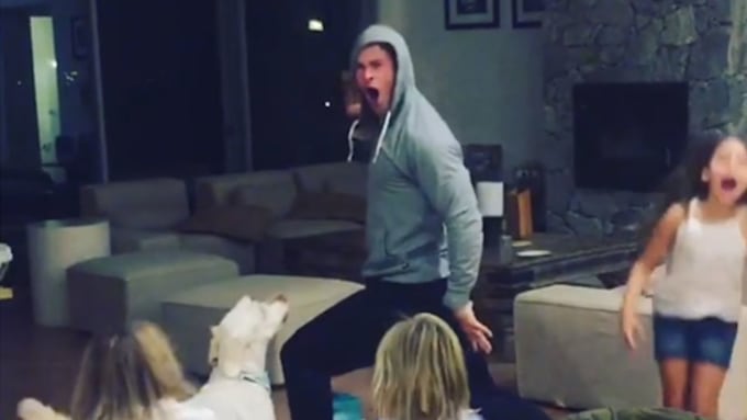 Chris Hemsworth dancing with children