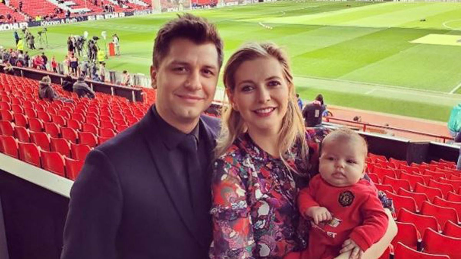 Rachel Riley brings baby Maven and husband Pasha Kovalev to work on