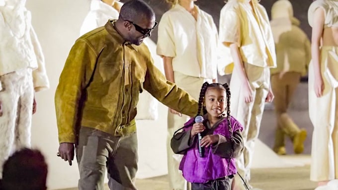 kanye west and north west rapping paris 
