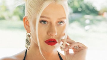Christina Aguilera in red lipstick