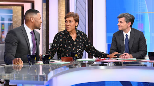 Michael Strahan and George Stephanopoulos return to GMA for special celebration