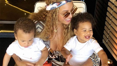 Beyoncé's twins Sir and Rumi steal the show in rare family photo with big sister Blue Ivy