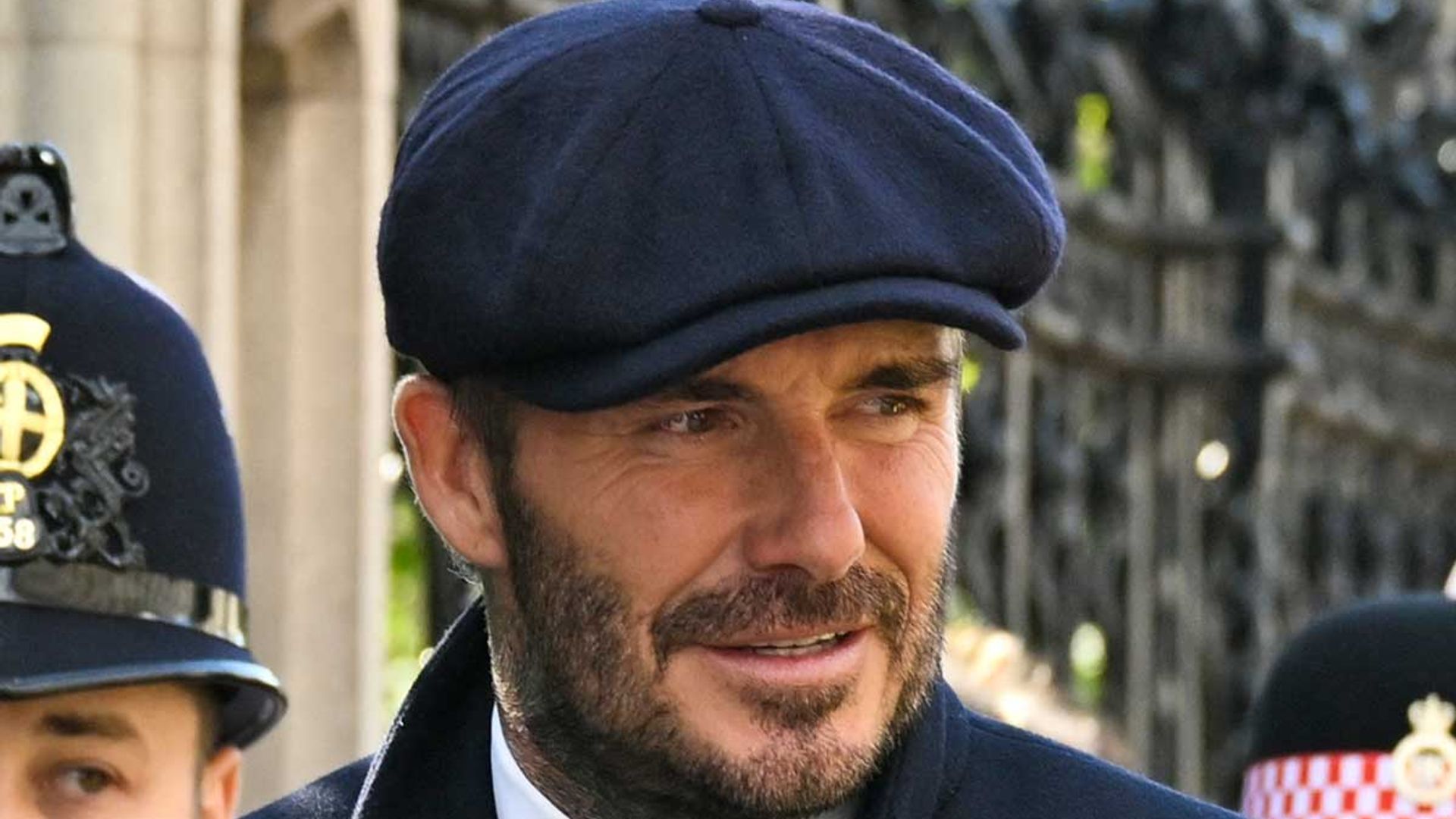 David Beckham Wells Up As He Passes By The Late Queens Coffin Watch Now Hello 