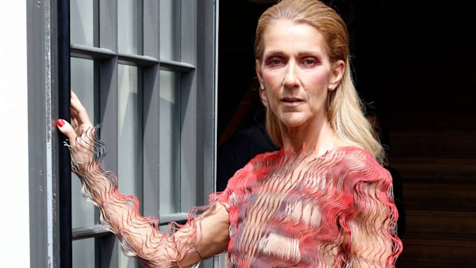 Celine Dion wows in sheer red dres