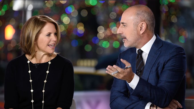 Katie Couric and Matt Lauer on the set of Today