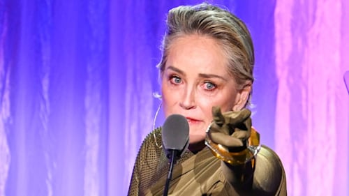 Sharon Stone breaks down in tears on stage after sharing devastating news