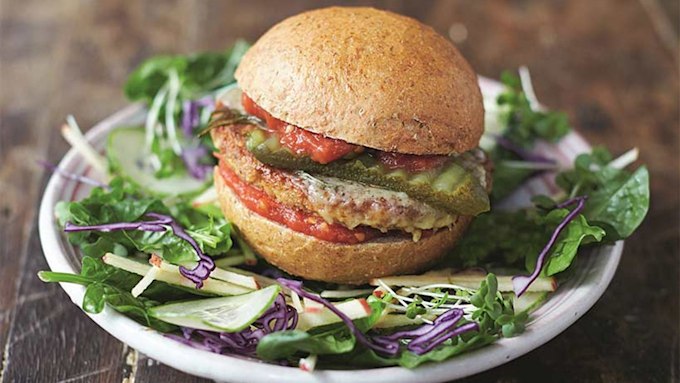 Jamie Oliver recipe: Mega Veggie Burgers with garden salad & basil ...