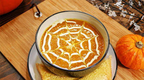 This spooky pumpkin soup recipe is a sure-fire way to get your little ones eating veg this autumn