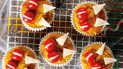 Sink your teeth into these savoury vampire pumpkin muffins - the PERFECT bite for Halloween