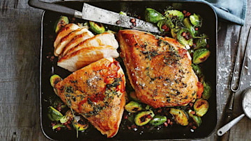 Prosecco brined turkey breast with brussel sprouts recipe | HELLO!
