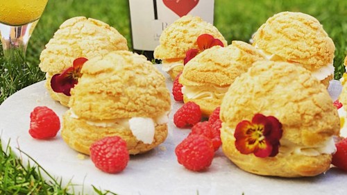 Bellini Cream Puffs! Bake this afternoon tea treat by GBBO's Rosie Brandreth-Poynter
